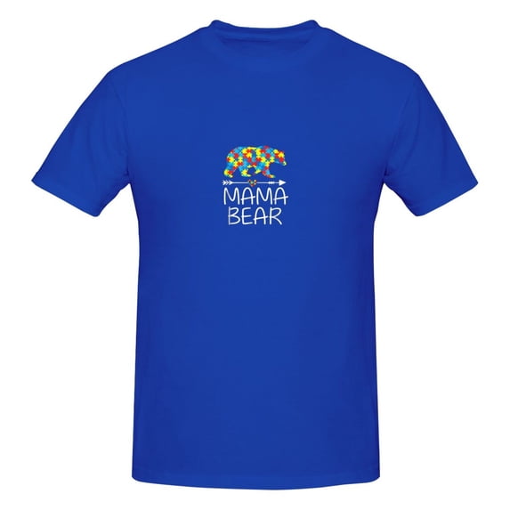 Mama Bear Autism Awareness Men'S Basic Short Sleeve T-Shirt Blue Large