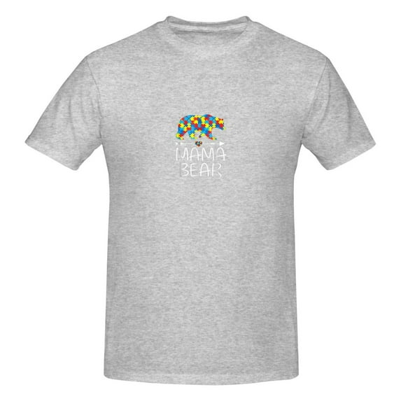 Mama Bear Autism Awareness Men'S Basic Short Sleeve T-Shirt Gray 3x-Large