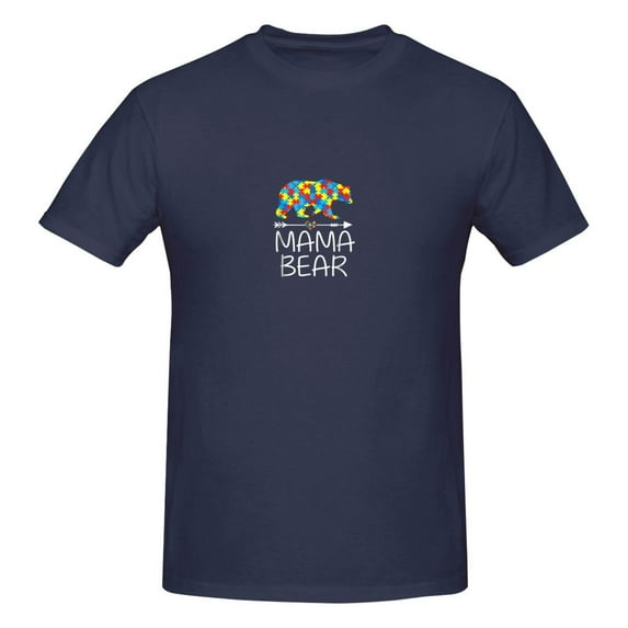 Mama Bear Autism Awareness Men'S Basic Short Sleeve T-Shirt Navy Blue Medium