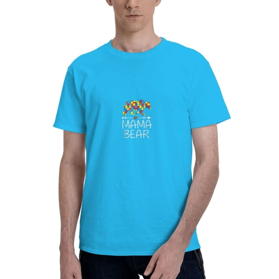 Mama Bear Autism Awareness Men'S Basic Short Sleeve T-Shirt Spider Baby Blue Small