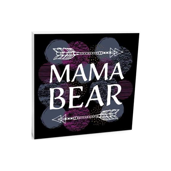 Mama Bear Blue Purple Circles Arrows 10 x 10 Wood Tabletop Sign Plaque