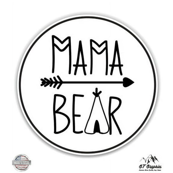 Mama Bear Camping Outline - 5" Vinyl Sticker - For Car Laptop I-Pad - Waterproof Decal
