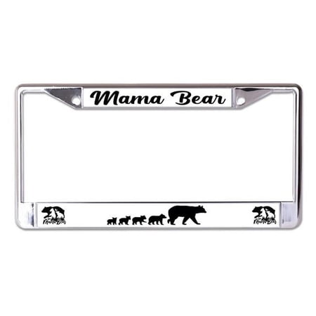 Mama Bear Chrome License Plate Frame