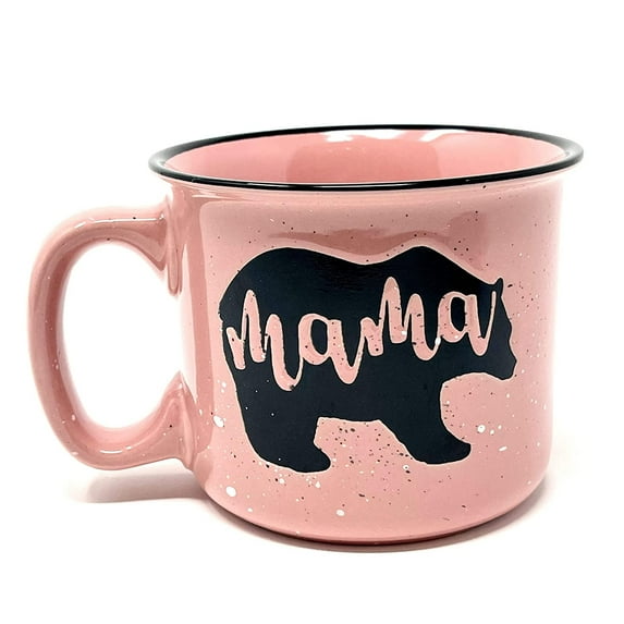Mama Bear Coffee Mug for Mom, Mother, Wife - Cute Coffee Cups for Women - Unique Fun Gifts for Her, Mother's Day, Christmas (Coral)