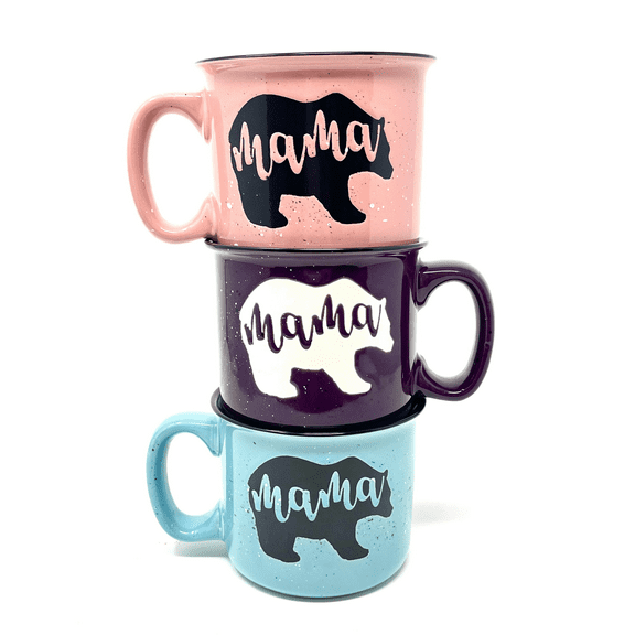 Mama Bear Coffee Mug for Mom, Mother, Wife - Cute Coffee Cups for Women - Unique Fun Gifts for Her, Mother's Day, Christmas (Teal)