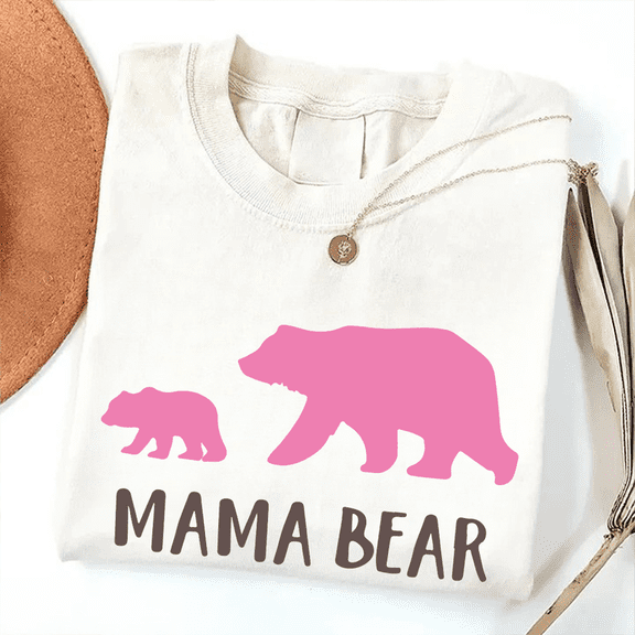 Mama Bear & Cub Minimalist Graphic T-Shirt