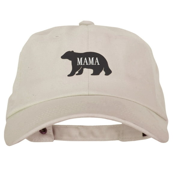 Mama Bear Design Heat Transfer Unstructured Cotton Twill Washed Cap - Beige OSFM