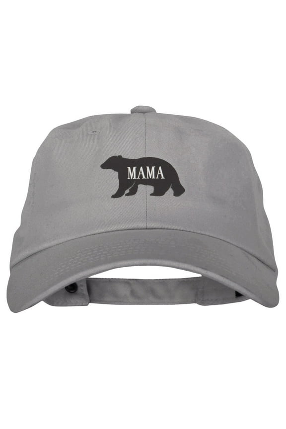 Mama Bear Design Heat Transfer Unstructured Cotton Twill Washed Cap - Grey OSFM