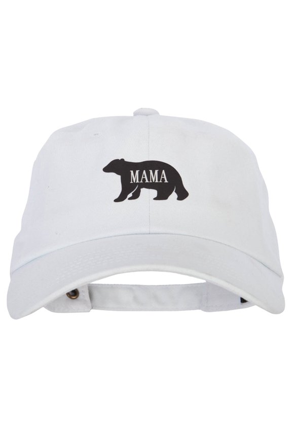 Mama Bear Design Heat Transfer Unstructured Cotton Twill Washed Cap - White OSFM