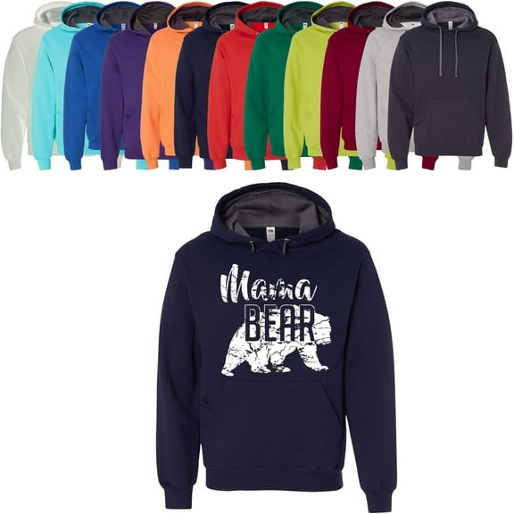 Mama Bear Distressed Hoodie Mom Women Soft Hoodie Adult Unisex Women's Sweatshirt with Many Colors Navy