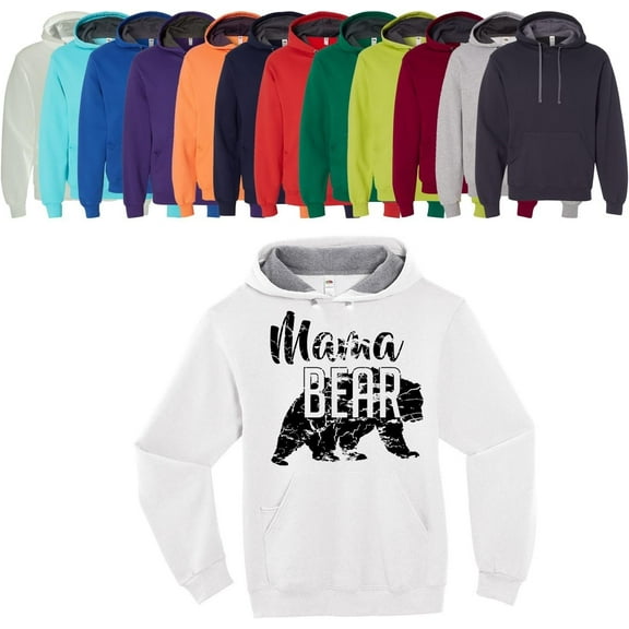 Mama Bear Distressed Hoodie Mom Women Soft Hoodie Adult Unisex Women's Sweatshirt with Many Colors White