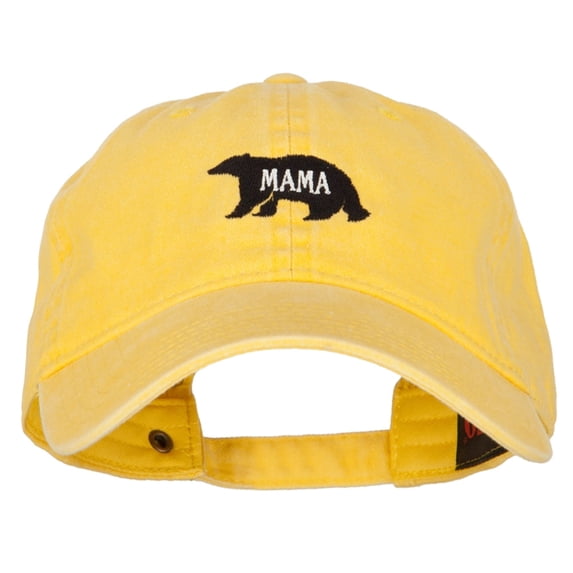 Mama Bear Embroidered Washed Cap - Bright Yellow OSFM