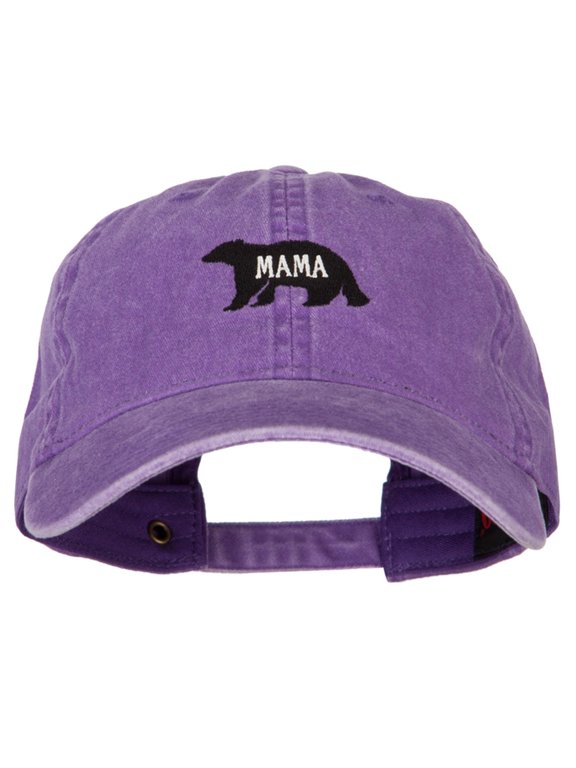 Mama Bear Embroidered Washed Cap - Purple OSFM