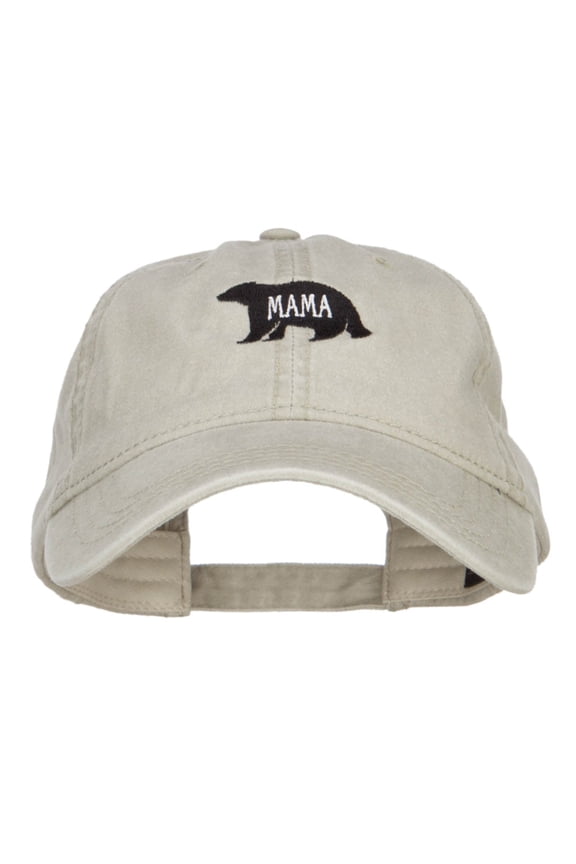 Mama Bear Embroidered Washed Cap - Stone OSFM