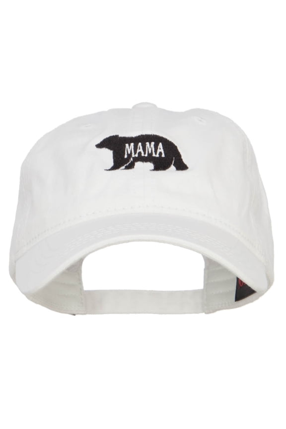 Mama Bear Embroidered Washed Cap - White OSFM