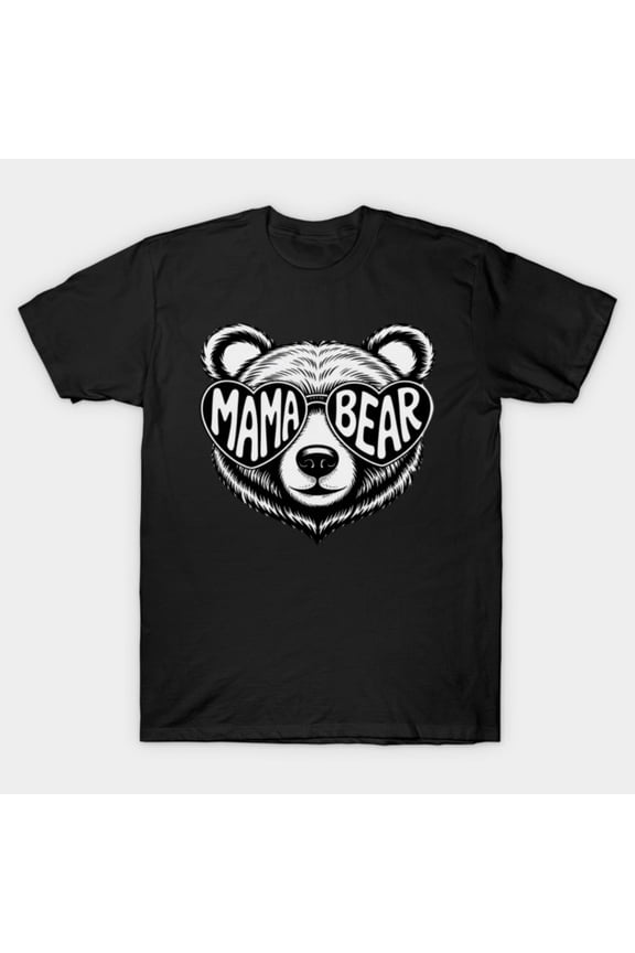 Mama Bear Face Sunglasses Print Wildlife Nature Forest Graphic Unisex T-Shirt, up to size 3XL.