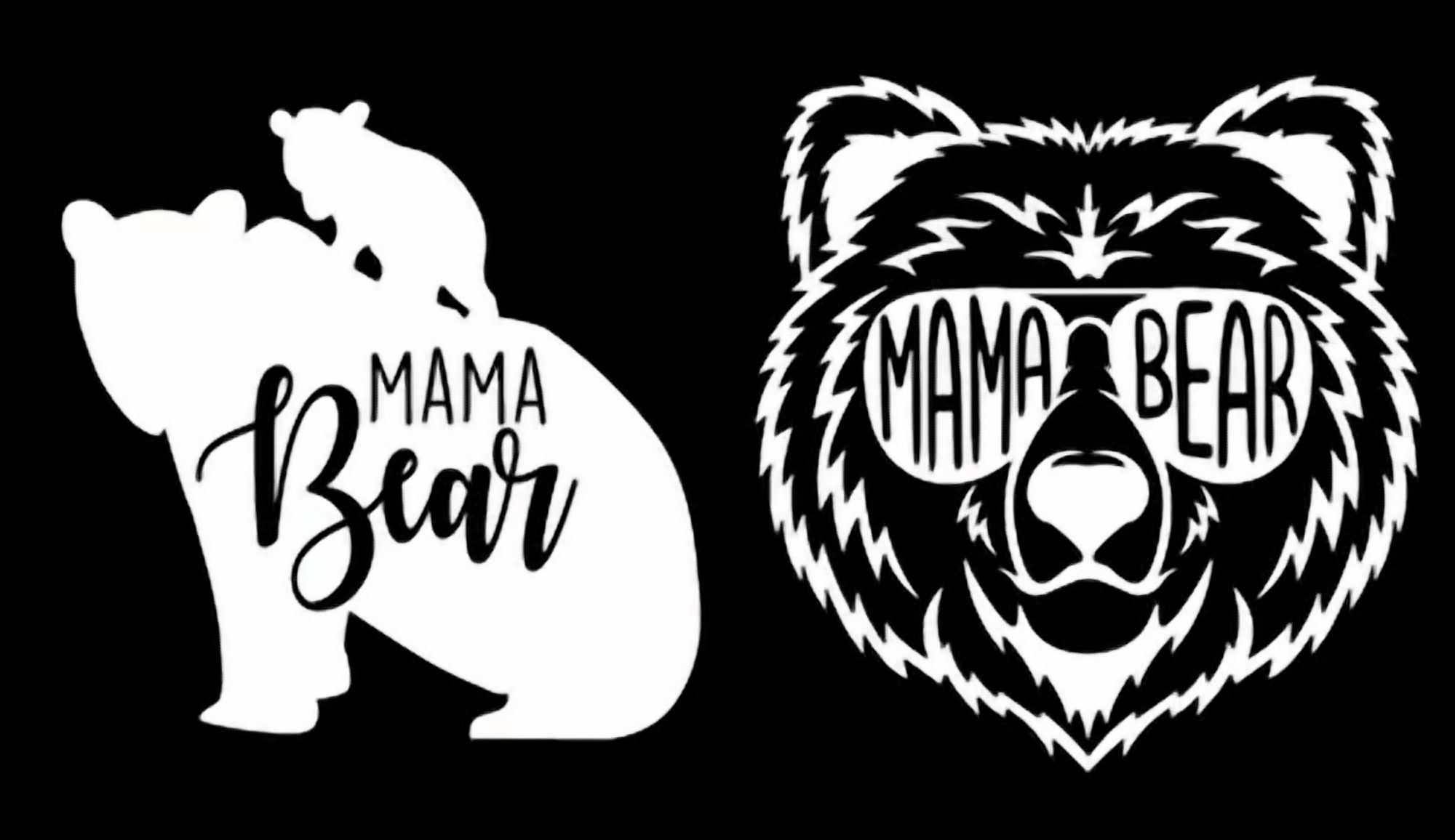 Mama Bear & Family 2 Pack Of 5" White Decals Car Truck Windows Camper Rv Tablet