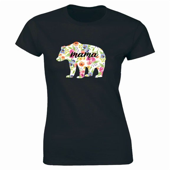 Mama Bear Floral Graphic Gift Design Style Casual Women T-Shirt