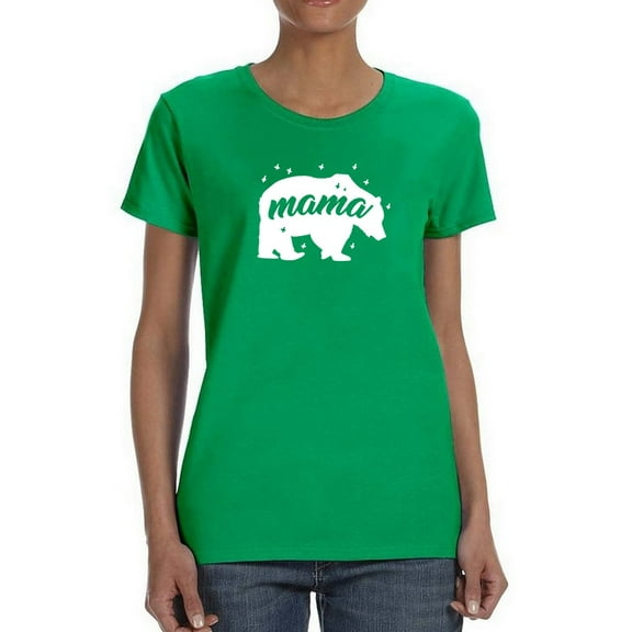 Mama Bear Graphic Women Kelly Green T-Shirt, Female Large