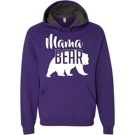 Mama Bear Hoodie Mom Women Soft Hoodie Adult Unisex Men's Women's Purple L, Large, Purple