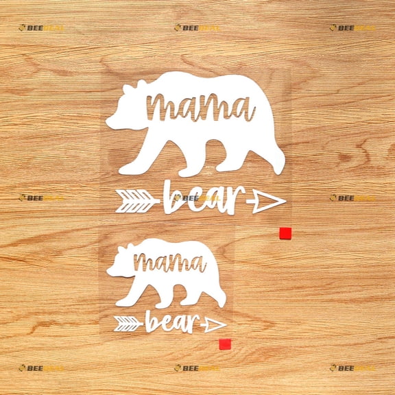 Mama Bear Love Arrow Mom Life Sticker Decal Vinyl - 2 Pack White, 4 Inches, 6 Inches - No Background Die Cut for Car Boat Laptop Cup