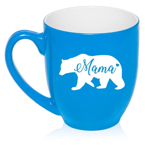 Mama Bear Mom Mother Ceramic Coffee Mug Tea Cup Gift (16oz Light Blue)