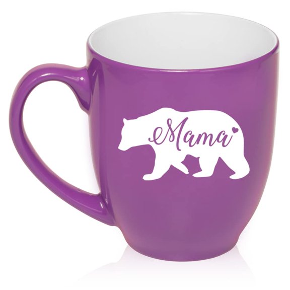 Mama Bear Mom Mother Ceramic Coffee Mug Tea Cup Gift (16oz Purple)