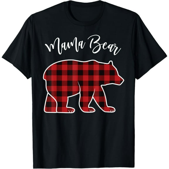 Mama Bear Pajama Red Buffalo Xmas Funny Family Christmas T-Shirt