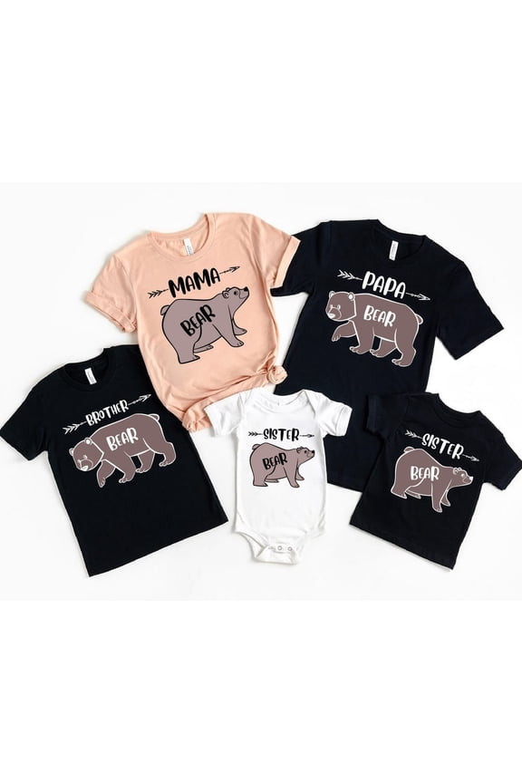 Mama Bear Papa Bear Sister Bear Brother Bear Shirt, Matching Family Bear T-Shirt, Cute Bear Family Tee, Gift For Mom Dad Kids, Family Outfit, New Born, Baby Shower Gift, New Parents Gift