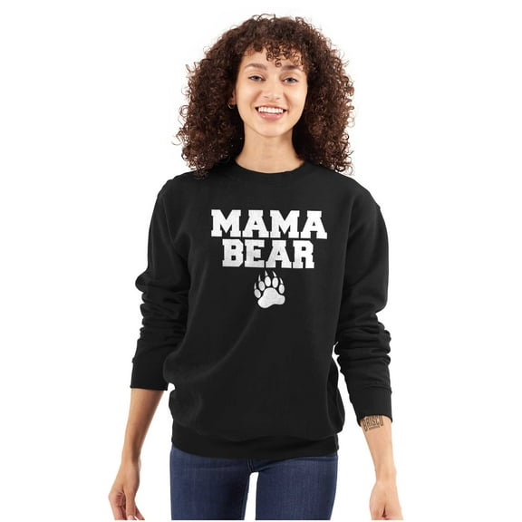 Mama Bear Paw Print Cute Mothers Day Women Plus Size Crewneck Sweatshirt Brisco Brands 3X