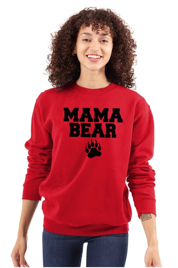 Mama Bear Paw Print Cute Mothers Day Women Plus Size Crewneck Sweatshirt Brisco Brands 5X