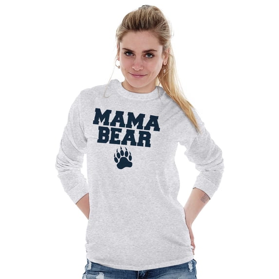 Mama Bear Paw Print Cute Mothers Day Women's Long Sleeve T Shirt Brisco Brands S