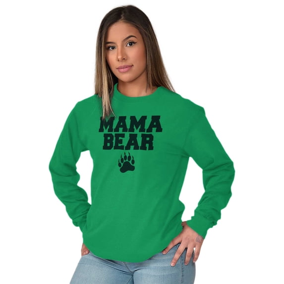 Mama Bear Paw Print Cute Mothers Day Women's Long Sleeve T Shirt Brisco Brands X