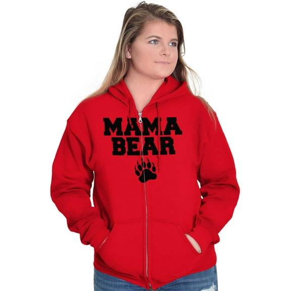 Mama Bear Paw Print Cute Mothers Day Zip Hoodie Sweatshirt Women Brisco Brands M
