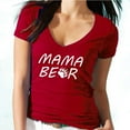 thumbnail image 1 of Mama Bear Printed Women's V-neck T-shirt Mother's Day Red Tee Medium, 1 of 2