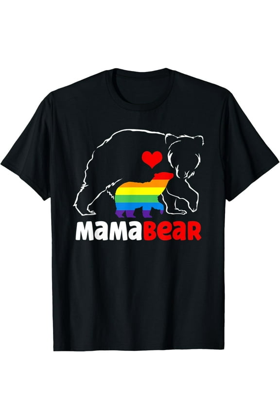 Mama Bear Proud Mom Rainbow Flag LGBT Pride Mother's Day T-Shirt