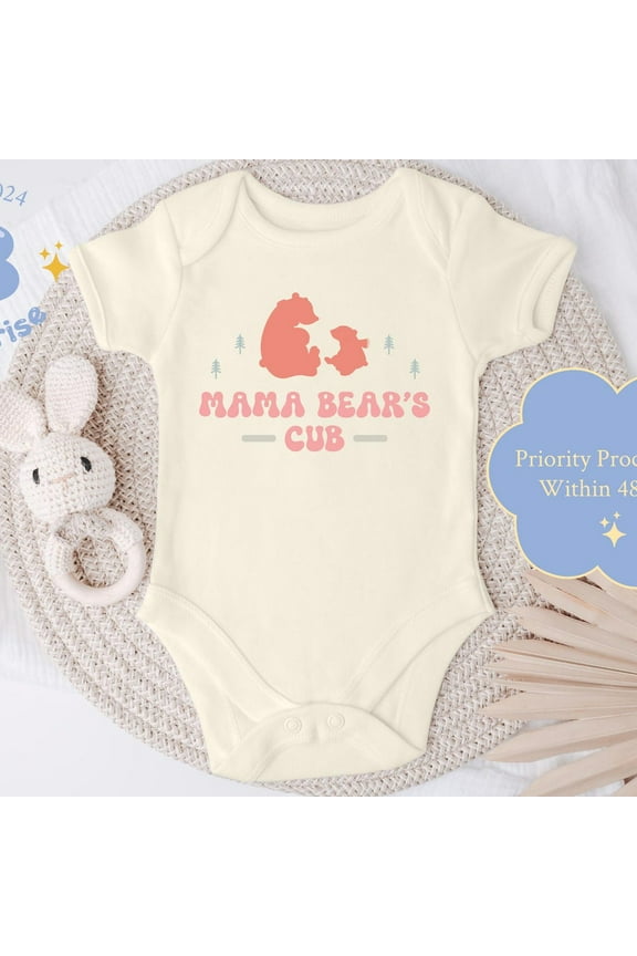 Mama Bear'S Cub Onesie, Woodland Bear Design, Baby Shower Gift, Cute Bear Bodysuit Cute Baby Onesie, BABY BODYSUIT LAT 4424