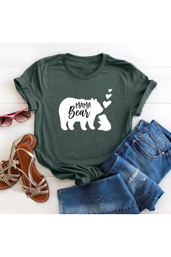Mama Bear Shirt, Mother's Day, For Mom, Baby Shower s, Cute Mom Shirt, New Mom, Mama Bear and Baby with Wildflowers, F4402 All Size S-5Xl