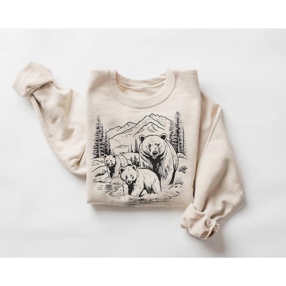 Mama Bear Sweatshirt, Grizzly Bear Crewneck, National Park Sweater, Retro Animal Pullover, Hiking Apparel549 Sweatshirt All Size S-5XL