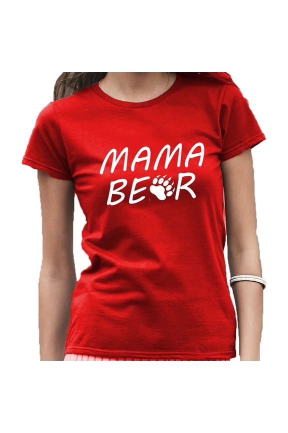 Mama Bear Tshirt Mom Mother Tee Mothers Day Shirt Color Red Large