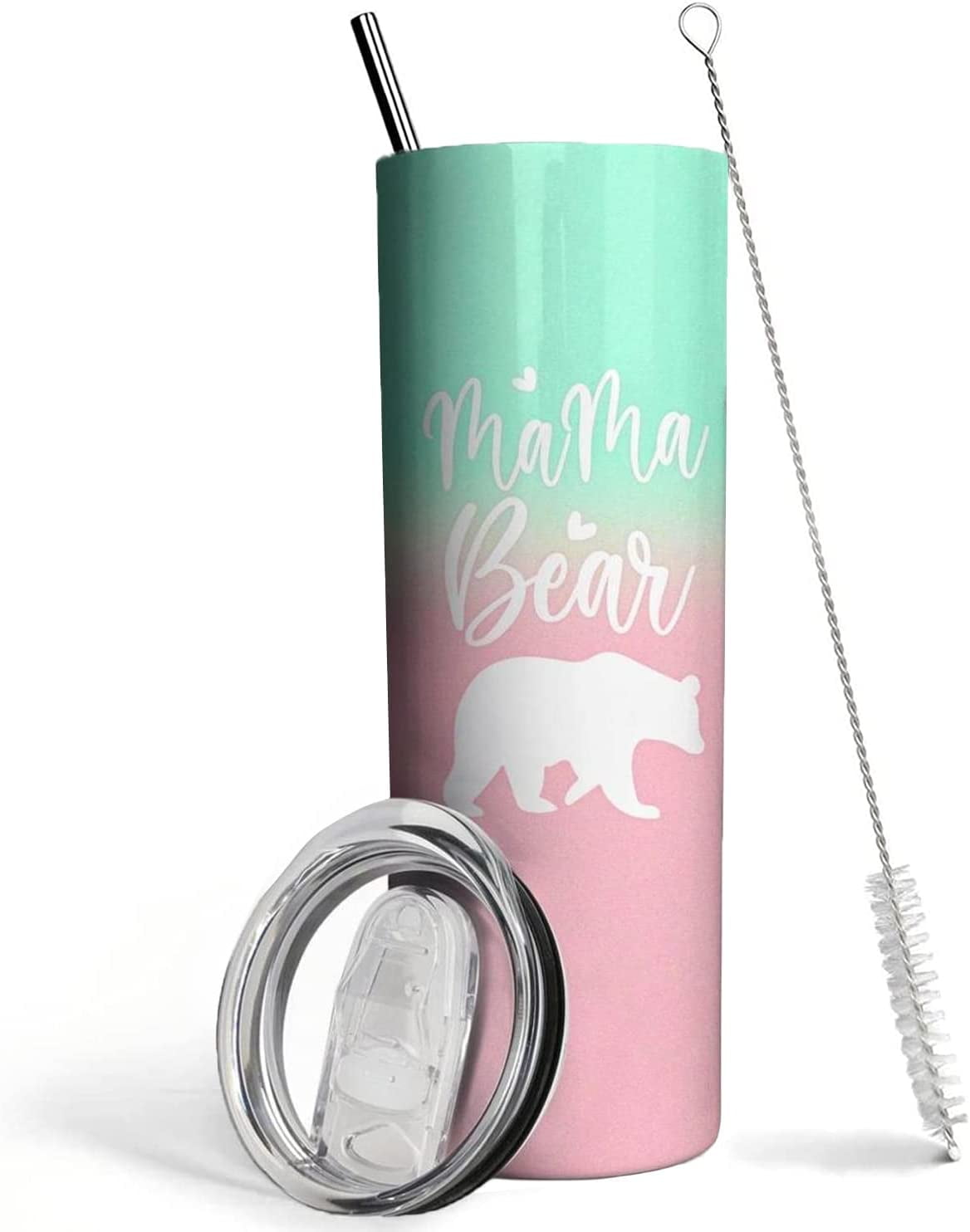 Mama Bear Tumbler with Lid and Straw, Best Mom Ever, Mom Mama Water ...