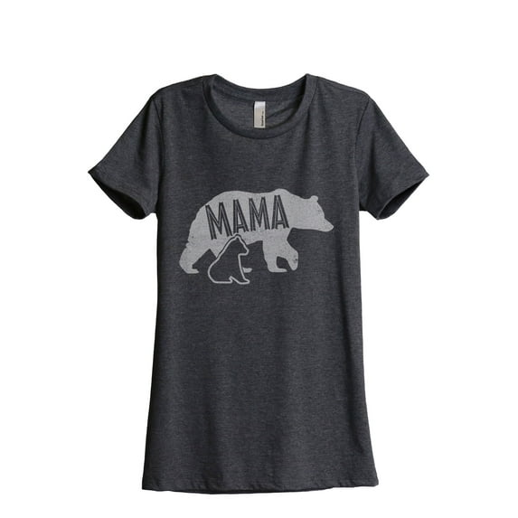 Mama Bear Women's Fashion Relaxed T-Shirt Tee Charcoal Grey X-Large