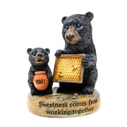 Mama Bear and Cub with Honeybee Resin Figurine Woodland Rustic Decor