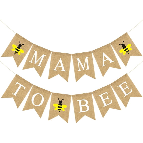 Mama to Bee Burlap Banner Jute Bumble Bee Burlap Bunting Baby Shower Party Banner Gender Reveal Bunting Flag Garland Oh Baby Burlap Garland Vintage Welcome Baby Banner for Boy Girl Party Decor