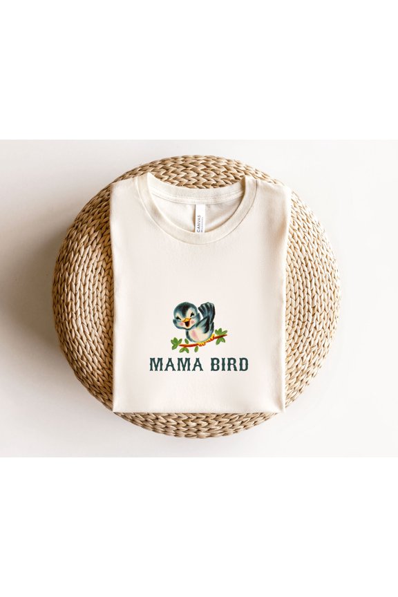 Mama Bird Graphic Tee Floral Animal Design