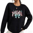 thumbnail image 1 of Mama Bow Leopard Print Sweatshirt Graphic Sweatshirt Black Casual Mom Style S-3XL Womens Tops, 1 of 5