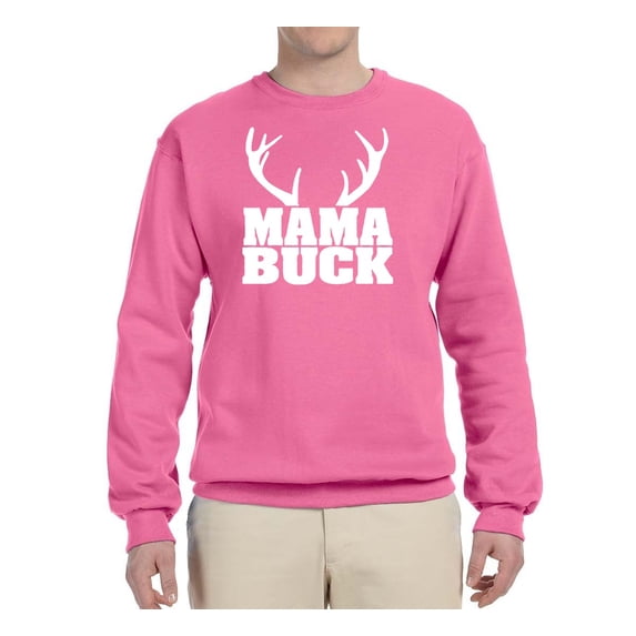 Mama Buck | Mens Fashion Graphic Sweatshirt, Neon Pink, 3XL