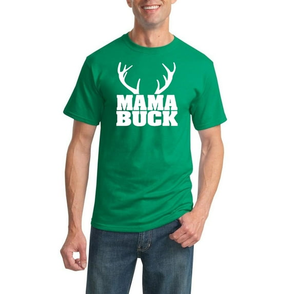 Mama Buck | Mens Fashion Graphic T-Shirt, Kelly, Medium