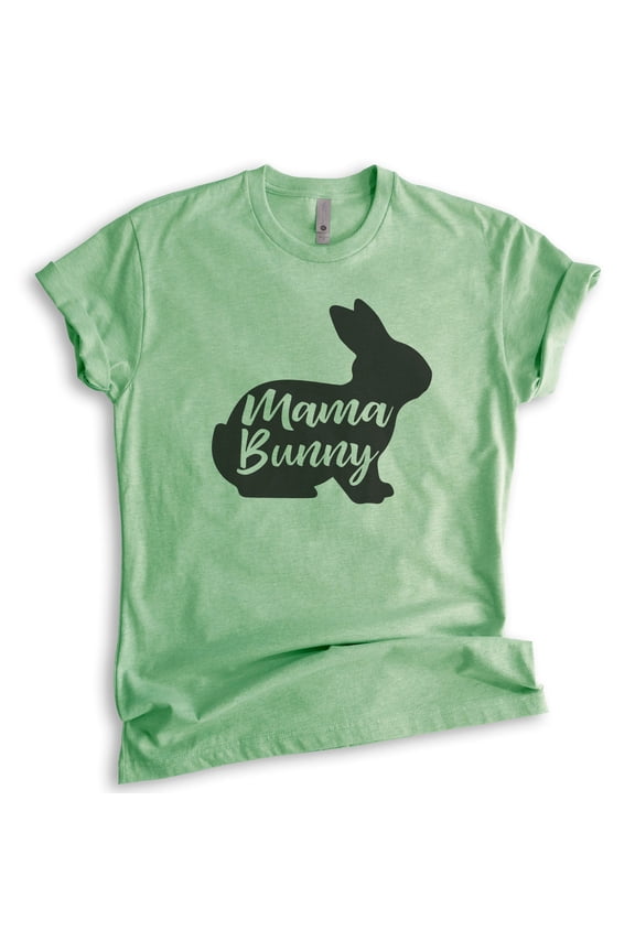 Mama Bunny Shirt, Unisex Women's Shirt, Easter Shirt, Rabbit Shirt, Heather Apple Green, Large