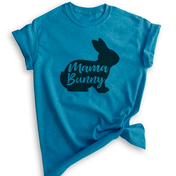 Mama Bunny Shirt, Unisex Women's Shirt, Easter Shirt, Rabbit Shirt, Heather Blue, X-Large